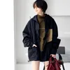 Women's Jackets MICOCO W1121C Korean Version Neutral Tooling Style Loose Patchwork Color Big Pocket Design Hood Zipper Coat For Women Autumn