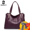 Evening Bags Zency 100 Genuine Leather Handbag Luxury Purple Women Shoulder Bag Fashion Tote Hobos Purse Charm Lady Crossbody Messenger 230829