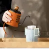 Water Bottles 300500ml Handleless Coffee Pour Over Kettle Hand Dip Maker Gooseneck Spout Pot Stainless Steel Leather Wrapped Tea Pitcher 230829