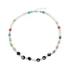 Łańcuchy vintage kolorowy amerykański naszyjnik bransoletka perła splice czarny osiem kostek hip -hopowy biżuteria