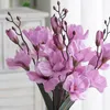 Dekorativa blommor 5 gren Silk Artificial White Orchid Magnolia Bouquet For Home Table Wedding Christmull Decoration Fake Flower