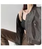 Women's Leather Autumn TVVOVVIN 2023 Faux Pilot Jacket Coat Short Long Sleeve Motorcycle Baseball Top BVI1