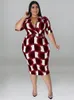 Sukienki plus size sukienki WMSTAR Plus Party Bodycon Women Ubrania S Rękaw Sexy Maxi Dress Office z paskiem hurtowym upuszczenie 230828