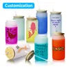 Wholesale 16Oz Clear Frosted Sublimation Blanks Color-changing Glass Mason Jar Beer Can Glass Cup with Bamboo Lid and Straw