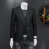 Мужские костюмы Mens Black Blazers 2023 Spring Men Blazer Smart Casual Jacket Solid Business Backets Мужской офицер S-5XL