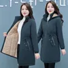Kadın Trençkotları Kış Ceket Kadın Ceket 2023 Kadın Velvet Astar Ekle Sıcak Palto Bayanlar Kapşonlu Parkas Cottonpadded