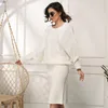 Casual Dresses 2023 Autumn/Winter Large Women's Loose Bat Sleeve Sweater Long Pullover Dress White Black Female Knitted Pencil