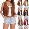 Women's Vests Autumn Fringed Vest Jacket Faux Suede Cardigan Waistcoat Punk Hippie Fringe Sleeveless Tassel Shawl Outwear