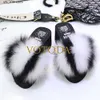 Slippers New High Heeled Fur Slippers Women Real Fox Fur Slides Home Furry Flat Sandals Female Cute Fluffy House Shoes Woman Brand Luxury T230828