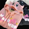 Heren Hoodies Sweatshirts Harajuku Brief Print Hoodie Dames Anime Schedel Hand Grote ogen Schattig Rits Vest Losse Niche Dames Tops 230829