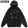 Herren Hoodies Sweatshirts Harajuku Vintage bestickter Sternmuster Hoodie Herren Winter Rock Punk Straßenkleid übergroßer Reißverschluss Mantel Pullover Damen Y2K 230829