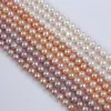 Loose Gemstones 9-10mm Natural White Pink Purple Potato Freshwater Pearl Strands