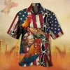 Men's Casual Shirts Spring/summer Fashion Independence Day Flag Stately Rooker Turkey Print Party Beach Camisas De Hombre Business