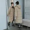 Trenchs de femmes manteaux femmes veste d'hiver longues parkas coréen épais chaud vers le bas manteau de coton mode capuchon détachable bouffant pardessus à capuche