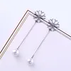 Dangle Earrings BALANBIU Exquisite Zircon Snowflake Glass Pearl White Gold Color Brass For Women Gifts Fashion Jewelry Accessory