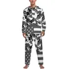 Men's Sleepwear Abstract USA Flag Pajamas Autumn Stars Print Bedroom Home Suit Man Two Piece Design Long-Sleeve Romantic Pajama Sets