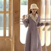Miscele da donna 2023 Autunno e inverno Edizione coreana Cappotto di lana viola di fascia alta di media lunghezza Hepburn Fit Style Women 230829