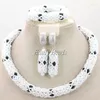 Necklace Earrings Set White/Black Costume Jewelry Nigerian Wedding African Beads Crystal Bridal Wholesale ALJ325