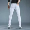 Light Luxury Mens Street Fashion White Jeans Slim-Fit High Quality Eagle Printing Denim Pants Trendy Casual Jeans; HKD230829