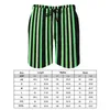 Pantaloncini da uomo Board Colorblock Stampa Simpatico costume da bagno Strisce verdi Pantaloni corti da spiaggia oversize sportivi ad asciugatura rapida da uomo