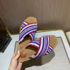 New Cross Strap Color Matching Woven Flat Slippers Casual Cross Strap Toe Baring Sandal Beach Slippers