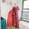 Etniska kläder Elegant muslimsk öppen abaya kimono kalkon glitter trasa abayor för kvinnor dubai ballong ärm hijab klänning islam outfit kaftan