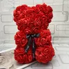 Decorative Flowers Wreaths Valentines Day Gift 25cm Red Rose Teddy Bear Rose Flower Artificial Decoration Christmas Gifts Women Valentines Gift 230828