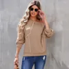 Women's Hoodies Early Autumn 2023 Round Collar Loose Long Sleeve Bottom Shirt European And American Splicing T-shirt Jacket