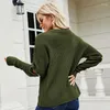 Suéteres femininos 2023 outono e inverno europeu americano manga zíper cor sólida decote em v halter suéter moda solta