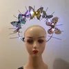 LED Light Up Flashing Goddess Halo Crown Butterfly Sunburst Spiked Headband Kobiety Kostium ślubny