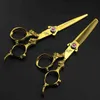 Scissors Shears 6 Inch All Golden Dragon Hairdressing Barber Scissors Professional Barbershop Scissor Haircut Salon Cutting Shears Set Thinning x0829