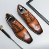 Scarpe eleganti da uomo da sposa eleganti in pelle da gentiluomo di lusso formali sociali maschili con testa quadrata oxford abiti da festa derby