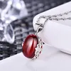 Pendentif Colliers Vintage vert rouge pierre déclaration collier pendentifs pour femmes gros bijoux boule cadeau de mariage forme ovale bijou fin