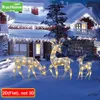 Obiekty dekoracyjne figurki 3PC świąteczne kutego jelenia z LED świecąc błyskawiczne łosie brokatowe cekiny reindeer ozdobne ozdoby#g3 230828