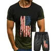 Mannen Trainingspakken Tops Tees Gedrukt Mannen T-shirt Fashion Vintage Verontruste Usa Vlag Persoonlijkheid Casual Shirts 012972