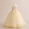 Девушка платья аппликация пушистый лук цветок день рождения первое причастие свадебное мяч Формальная одежда событий детская одежда одежда