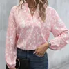 Blouses pour femmes chemise à motifs zèbre 2023 automne mode Blouse à manches longues Vintage femmes hauts col en v en mousseline de soie en vrac