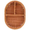 Servis uppsättningar Tray Woven Storage Box Dessert Display Imitation Rattan Snack Holder Fruit Vegetable Basket Tabletop Compartment PP