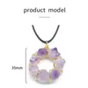 Pendant Necklaces Natural Agates Stone Necklace Big Hole Amethysts For Jewerly Party Gift 35mm Length 45cm