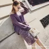 Pulls pour femmes Femme coréenne Mohair à manches longues O-Cou Creux Pull Pull Top Automne Violet Mode Casual Pull Transparent Filles