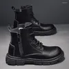 Bottes tendance hommes moto noir baskets en plein air mode haut haut punk chaussures mâle décontracté en cuir style de rue cheville