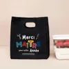 Sacos de almoço Merci Maitre Impressão Francesa Cooler Bag Portátil Isolado Canvas Bento Tote Escola Térmica Armazenamento Professor Presentes 230828