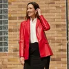 Women's Leather Europe And The United States Blazer Long-sleeved Jacket Single Button Commuter Casual Pure Color PU Jackets