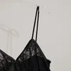 Damestanktop Lente/zomer Sexy mouwloos omwikkelde tanktop met kanten split Slim Fit zwarte band Trend