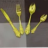 4-24PCS Luxury Wedding Silverware Set Silver Plated Dinnerware Dinner Knife Fork Spoon TESSPOON RETRO CESTLYCHERY KÖK TABLEWARE Q230829