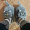 Plus femmes mignonnes chats hommes pour comwarm maison à fourrure à fourrure kaii chaussures de sol non gliffes sliffy d'hiver chauds de pantoufles t pers