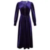 Casual Dresses YIGELILA Fashion Women Velvet Long Dress Elegant Solid V-neck Empire Slim Mid-length A-line Purple 66348