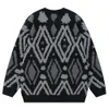 Herentruien Geometrische trui Y2K-sweater Heren Dames Herfst Oversized herentrui Zwart Grijs 230828