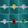 Cluster Rings Fashion 925 Silver Waterdrop Pear Shaped Zircon Delicate Color Women Luxury Romantic Engagement Gifts