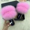 Fox Slippers Faux Woman Natural Fur Summer Espadrilles Pearl Chain Fluffy Slides Flip Flops Flats Women Shoes Sandals T F E